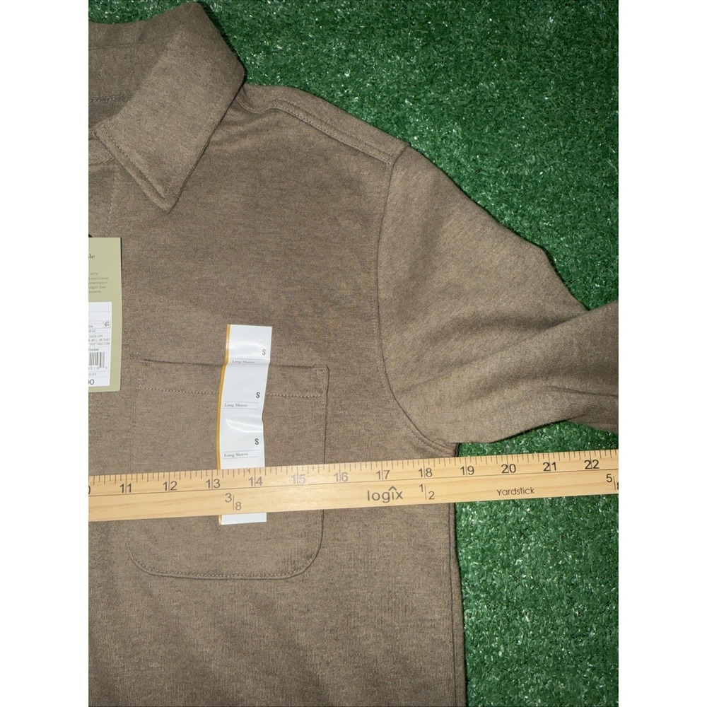 Goodfellow & Co Brown Knit Button-Up Shirt Pockets Collared Long Sleeve Men's Sm - Picture 4 of 5